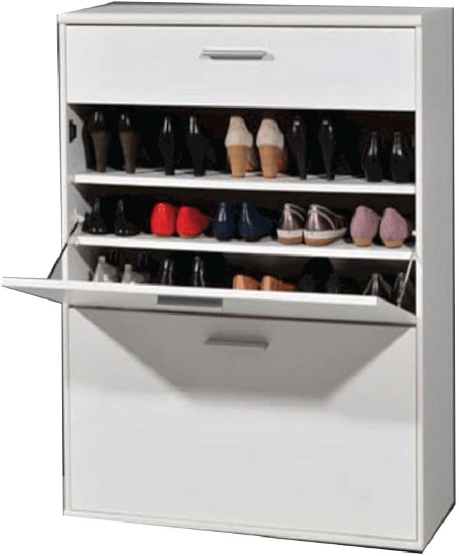 Furvive Furniture MDF Wood Shoe Rack, 120 cm Height x 90 cm Width x 35 cm Depth, White