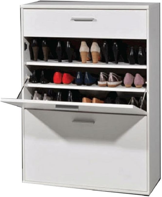 Furvive Furniture MDF Wood Shoe Rack, 120 cm Height x 90 cm Width x 35 cm Depth, White
