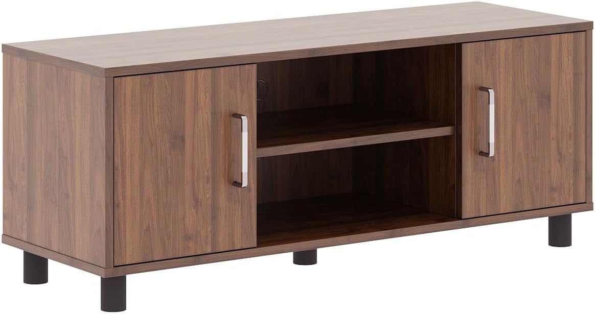 Wakefit TV Unit | 1 Year Warranty | TV Stand Table, TV Unit for Living Room, TV Cabinet, Cabinet Engineered Wood Cabinet with 2 Door & Open Shelf Storage Upto 42'' (Fortnite, Brown)