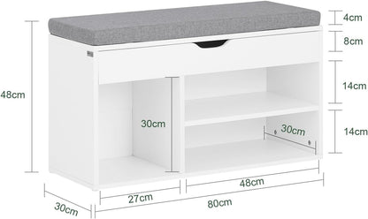 SoBuy FSR45-HG,Shoe Storage Cabinet,Shoe Rack Shoe Bench with Lift Up Bench Top and Grey Cushion