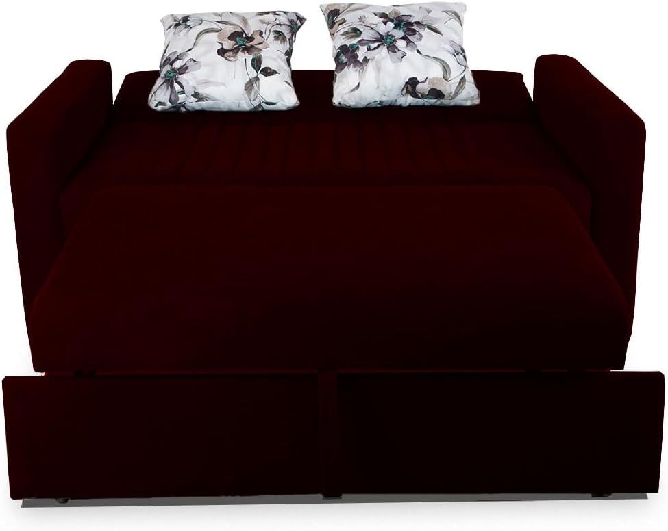 Aldora imza tow seater sofa bed_dark red