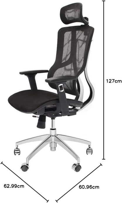 CangLong Executive Chair with 2D Adjustable Headrest, Ergonomic Office Chair with Mesh Seat and High Back, Desk Chair with 3D Armrest, Multifunction for Relaxation, BIFMA Certification No 5.1, Black