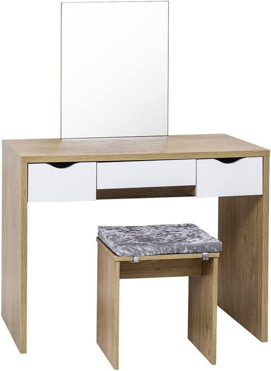 ZPDD Makeup Table with Mirror 3 Drawers Dressing Table with Stool Cosmetic Cabinet Vanity Table for Bedroom Furniture Dressers (Color : A)