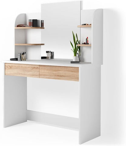 Vicco Charlotte Make-Up Table Dressing Table Mirror 142 x 108 cm Sonoma White