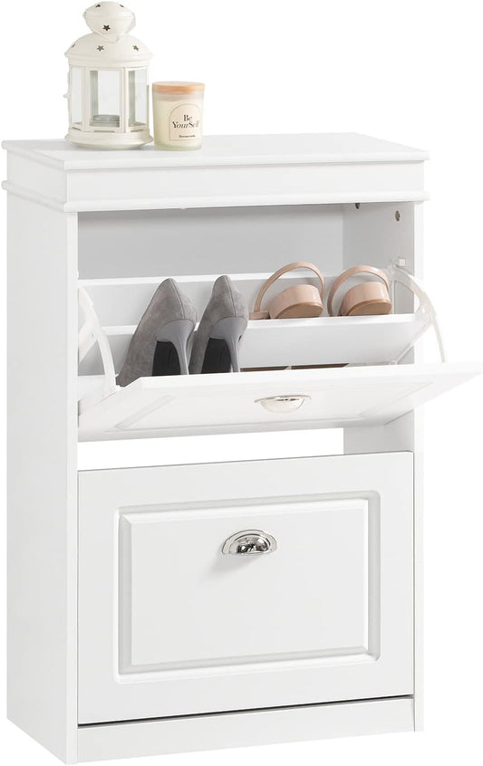 SoBuy Haotian FSR78-W, 2 Drawers Shoe Cabinet Shoe Rack Shoe Storage Cupboard Organizer Unit