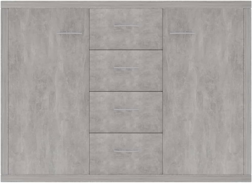 vidaXL Sideboard Storage Cabinet Home Interior Decor Living Room Bedroom Shelf Stand Furniture Organiser Buffet Server Concrete Grey Chipboard