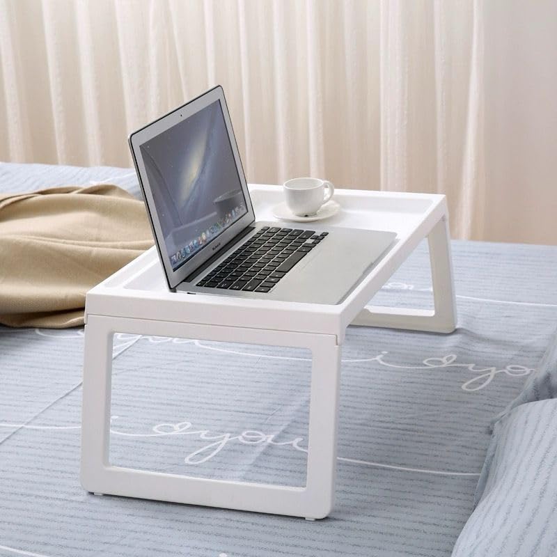 Breakfast Table, Small Bed Table, Foldable Sub-Food Rack, Lazy Desk for Girls Bedroom, Student Dormitory Study Laptop Table (Grey)