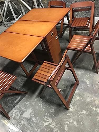 Beech Wood Large Table with 6 Chairs, Beige
