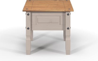 FurniFlex Mexican Solid Pine Side Coffee Table, Grey