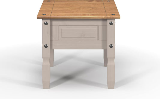 FurniFlex Mexican Solid Pine Side Coffee Table, Grey