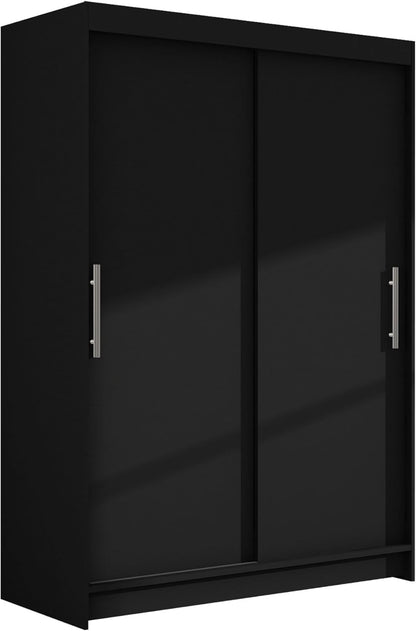 Mirjan24 Miami I Sliding Door Wardrobe, Modern Bedroom Cupboard, Black (Width: 120 cm, Height: 200 cm, Depth: 58 cm)