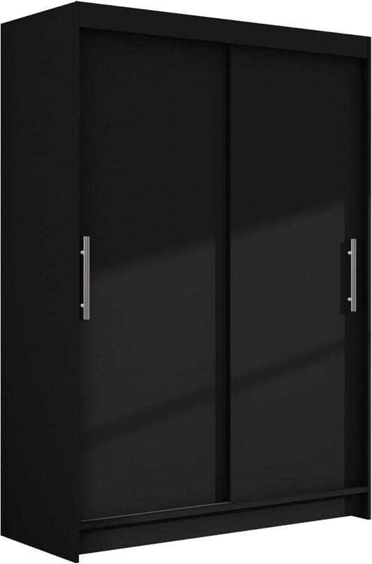 Mirjan24 Miami I Sliding Door Wardrobe, Modern Bedroom Cupboard, Black (Width: 120 cm, Height: 200 cm, Depth: 58 cm)