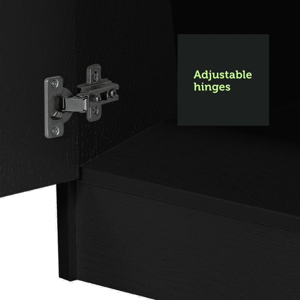 Madesa 2 Door Wardrobe Storage Cabinet, 71” H x 20” D x 31” L - Black