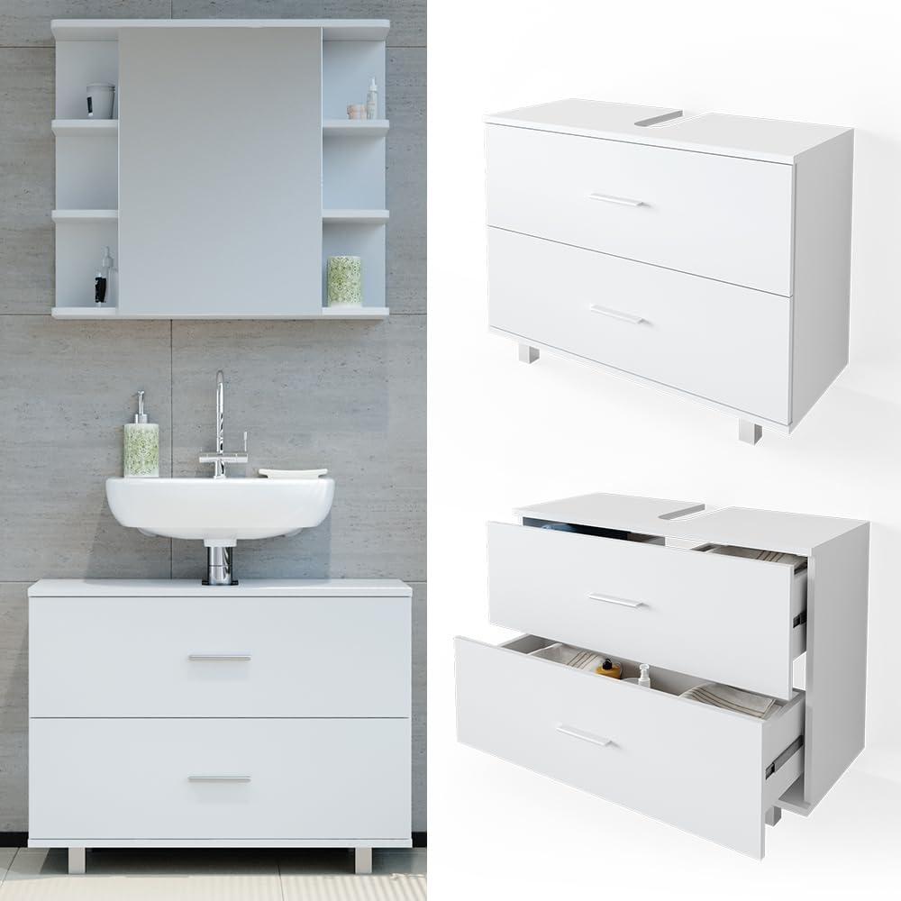 Vicco Ilias Vanity Unit, White, 80 x 60.8 cm