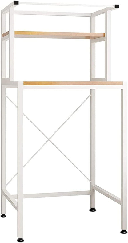 Bathroom Space Saver, Over The Drum Washing Machine Rack, Bathroom Corner Stand Storage Organizer Accessories, Bathroom Tower Shelf, Space Saver. (2 Shelf, White)