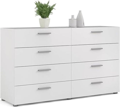 Levan Home Contemporary 8 Drawer Double Bedroom Dresser in White