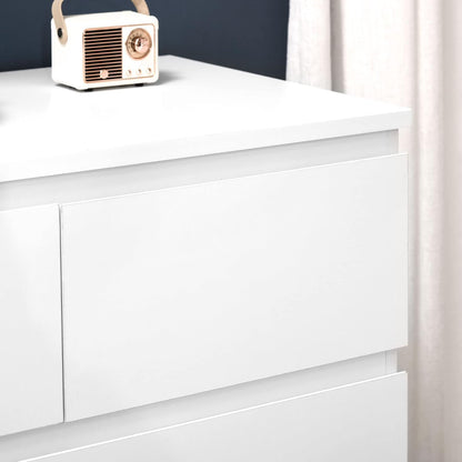 FurniFlex 6 Drawers Modern Wooden Dresser for Entryway, 80 cm x 39 cm x 115 cm Size, White