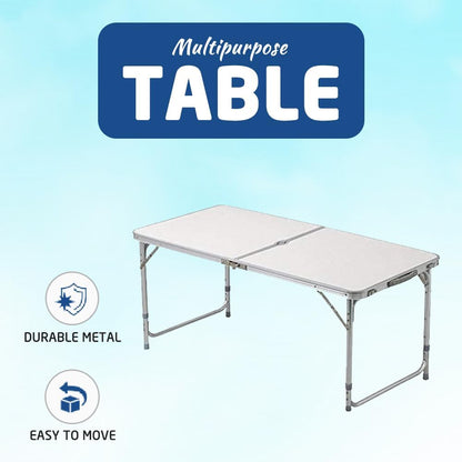 1ABOVE Multifunctional Outdoor Indoor Camping Table Barbecue Picnic Garden Office Party Set in White Foldable Portable Design (4FT)