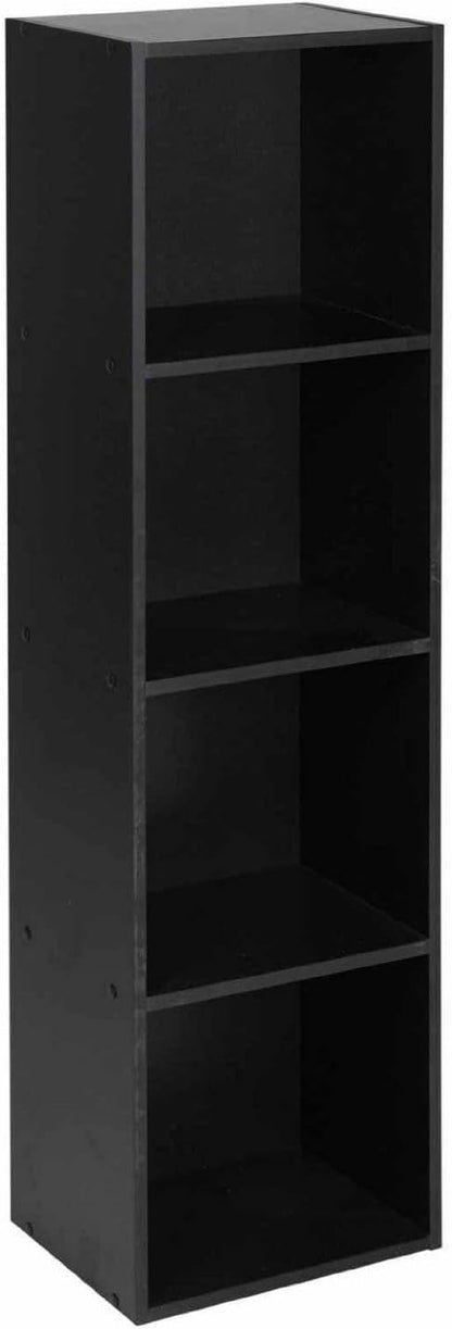 URBNLIVING Tier Wooden Bookcase Shelving Display Storage Shelf Unit Wood Shelves (Rustic Brown, 4 Shelf)
