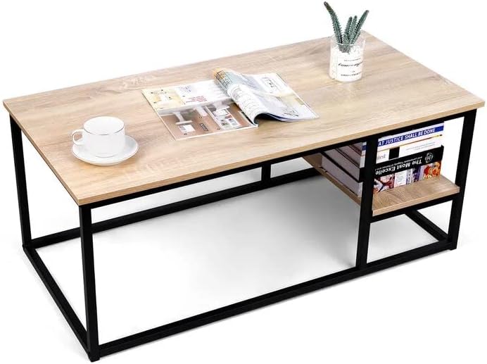 Home Gallery coffee table with shelf- beige 42x102x52