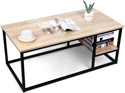 Home Gallery coffee table with shelf- beige 42x102x52