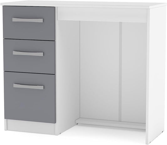 Birlea Lynx 3 Drawer Dressing Table High Gloss, White and Grey