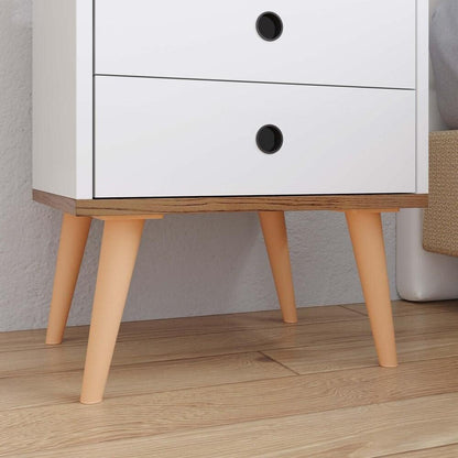 Lojas RPM Bedroom Bedside Table Dream 2 Drawers with Feet Retro Style (Off White/Brake)