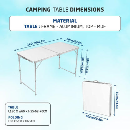 1ABOVE Multifunctional Outdoor Indoor Camping Table Barbecue Picnic Garden Office Party Set in White Foldable Portable Design (4FT)
