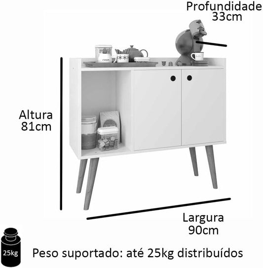 Lojas RPM Swiss Retro Buffet Sideboard 2 Doors with Shelf - Black with Nature - Stores