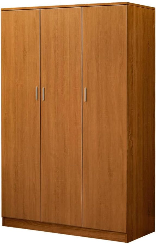Wooden 3 Door Wardrobe with Shelf and Hanging Rail Modern Clothes Storage Cupboards Unit for Bedroom Furniture W 115.4 * D 50 * H 180cm (Oak Effect)