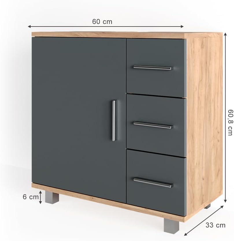 Vicco Ilias Vanity Unit 60 x 60.8 cm Oak/Anthracite