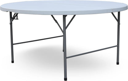 Malabar 8 Seater Foldable Round Table 5 FT | Portable Dining Table | Patio Folding Table with Carrying Handle for Indoor, Outdoor, Picnic, Party, Camping | Banquet Table | Folding Table for Home