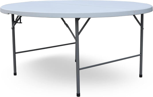 Malabar 8 Seater Foldable Round Table 5 FT | Portable Dining Table | Patio Folding Table with Carrying Handle for Indoor, Outdoor, Picnic, Party, Camping | Banquet Table | Folding Table for Home