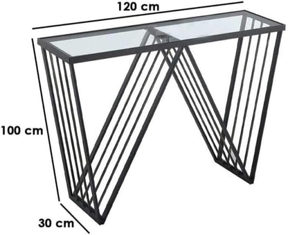 Console table - metal - glass - black - 100cm
