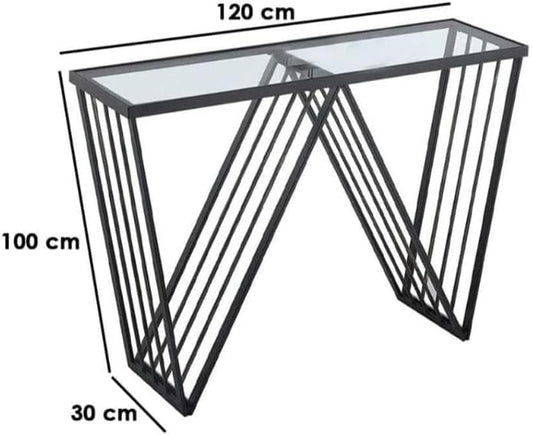 Console table - metal - glass - black - 100cm