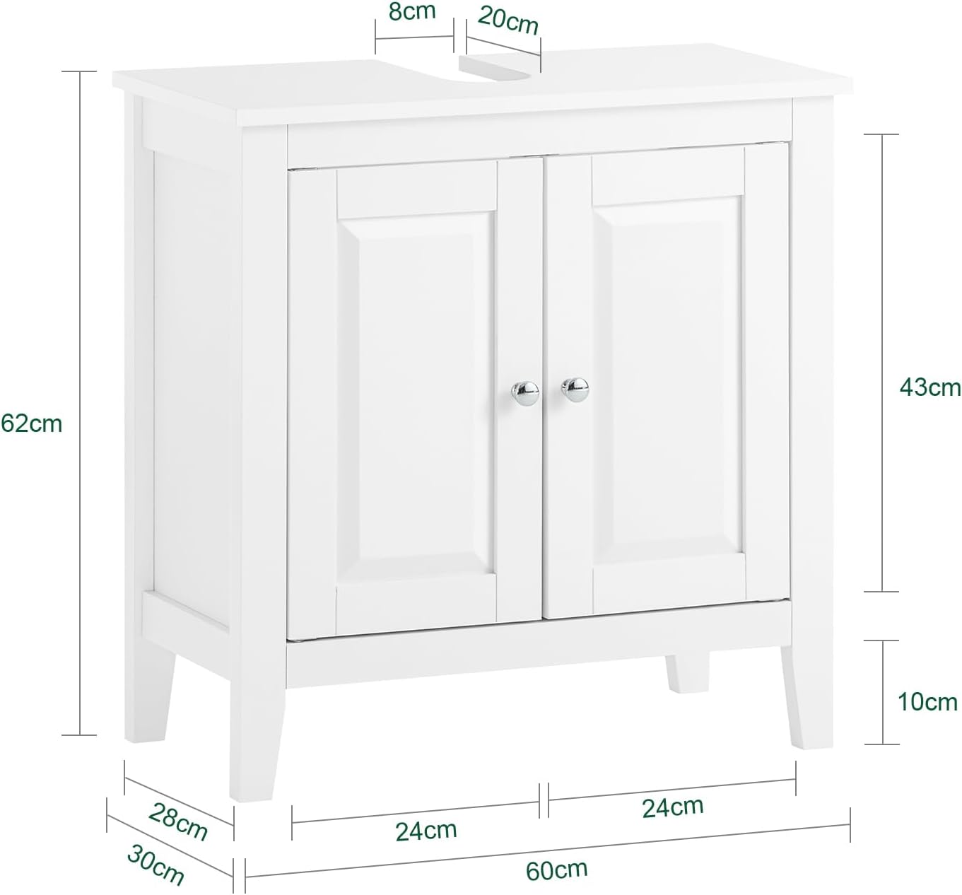 SoBuy FRG202-W Vanity Unit Bathroom Cabinet 60 x 62 x 30 cm White