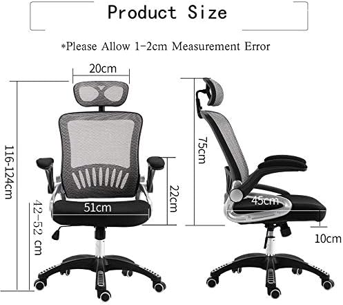 YALLA OFFICE Ergonomic Office Chair Ergonomic Mesh with Wheels, Lumbar Back Support, Adjustable Headrest with Flip-up Armrest (Grey(Nylon Base)), 901-GRY-NFR