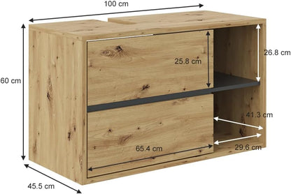 Vicco Viola Vanity Unit Hanging Bathroom Cabinet Anthracite Oak