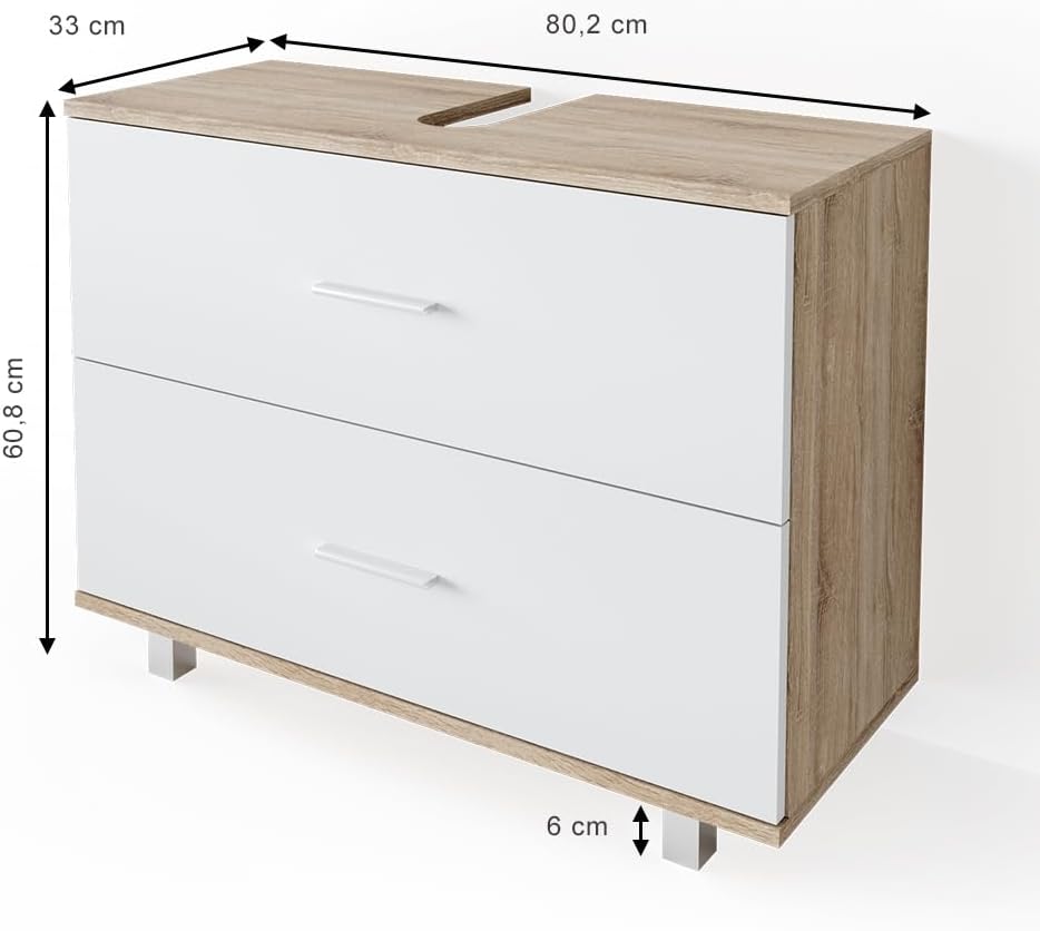 VICCO Ilias Vanity Unit for Bathroom Drawer (Sonoma White)