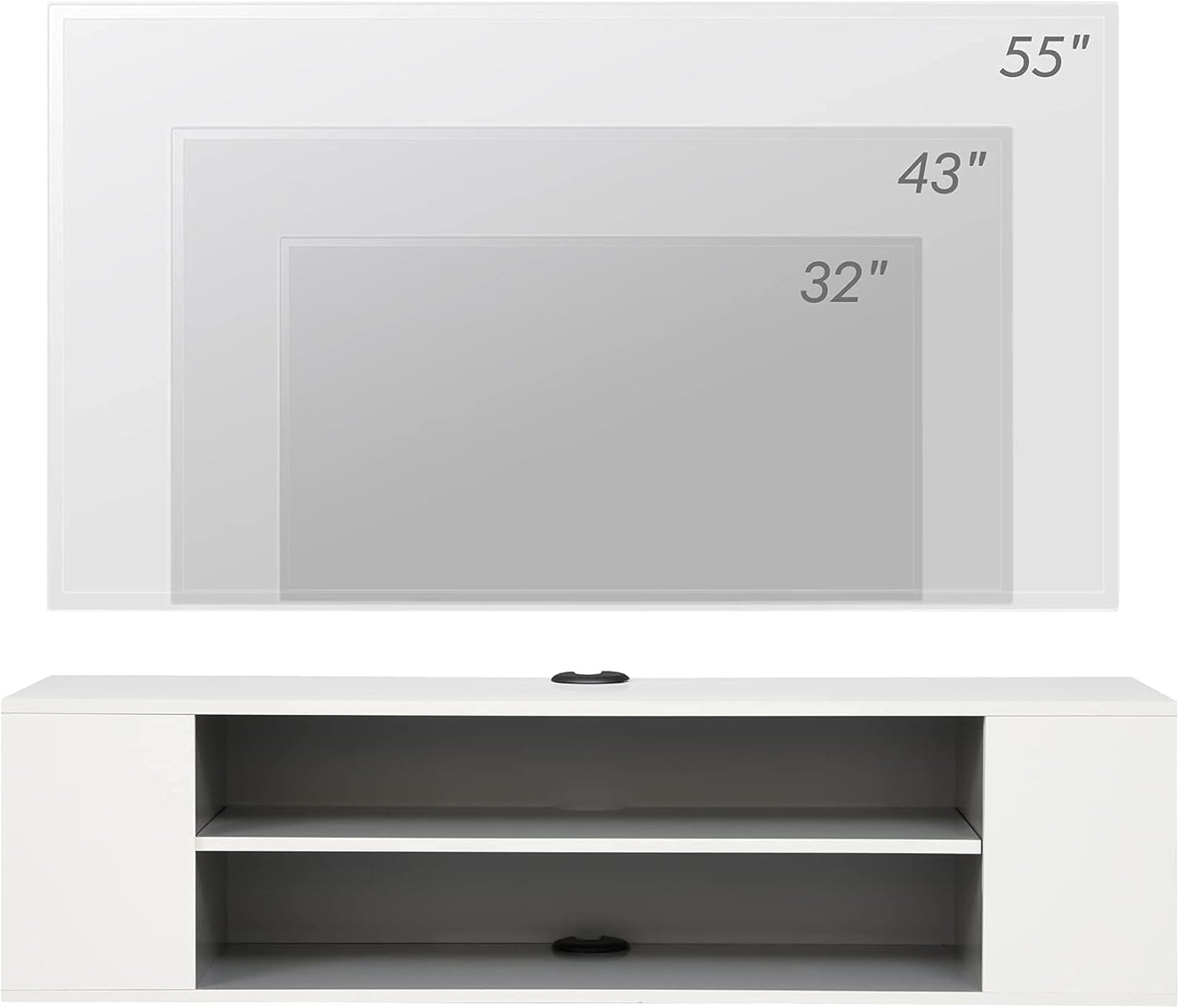 WAMPAT White Floating TV Stand Wall Mounted Shelf Entertainment Center Wood Media Console Storage TV Cabinet Hutch Under TV Desk for Living Room,White,39 Inch