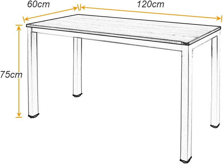 sogesfurniture Computer Desk Office Study Writing Desk Computer PC Laptop Table Workstation Dining Gaming Table for Home Office, 120x60x75cm, Teak&Black AC3TB-120-SF