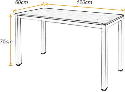 sogesfurniture Computer Desk Office Study Writing Desk Computer PC Laptop Table Workstation Dining Gaming Table for Home Office, 120x60x75cm, Teak&Black AC3TB-120-SF