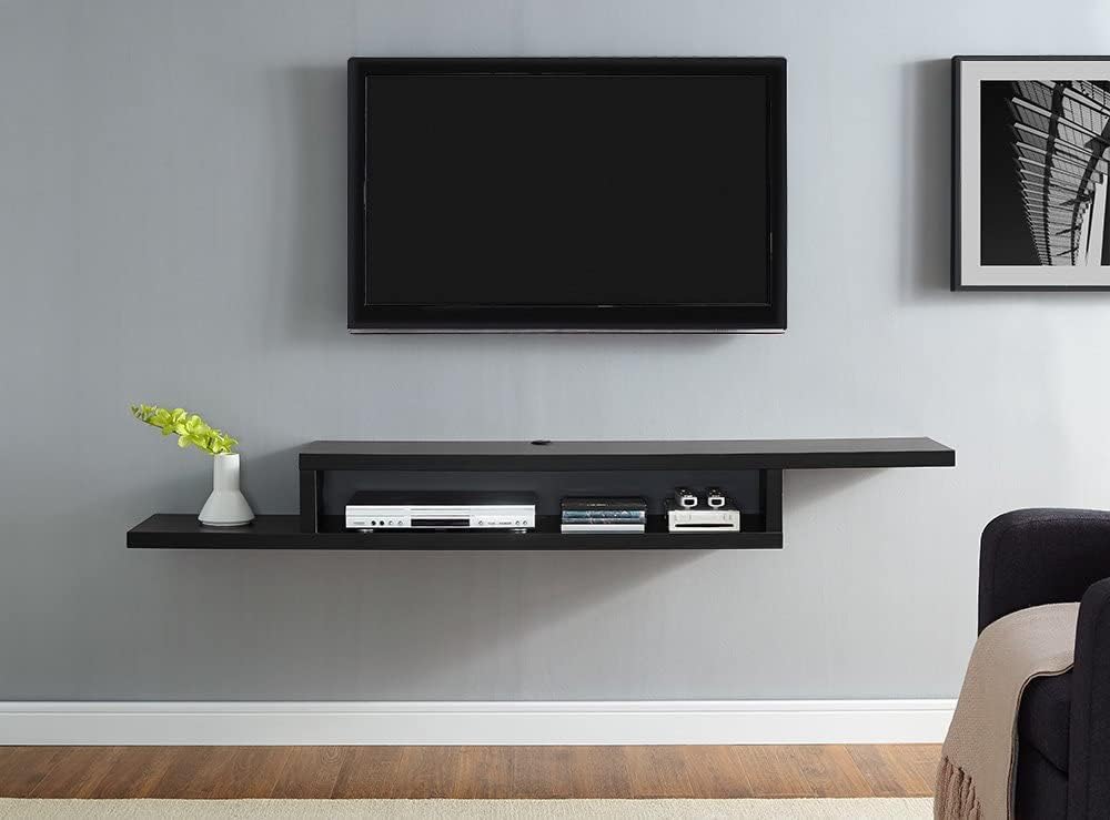 Zed Wall Mounted TV Cabinet Console (135x24x15cm, Black)