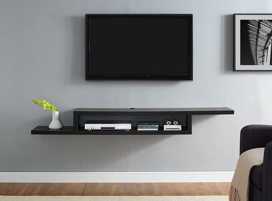 Zed Wall Mounted TV Cabinet Console (135x24x15cm, Black)