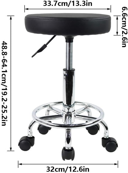 KKTONER Swivel Chair PU Leather Swivel Chair with Footrest Height Adjustable Height for Spa Tattoo Salon Work Office Massage Small Task Chair (Black)