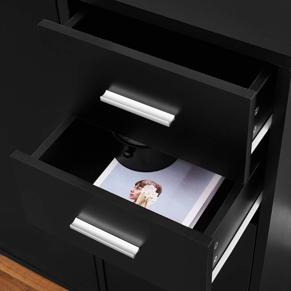 Panana Sideboard Storage Cupboard Cabinet Unit with Doors and Drawers Living Room Bedroom Furniture Black