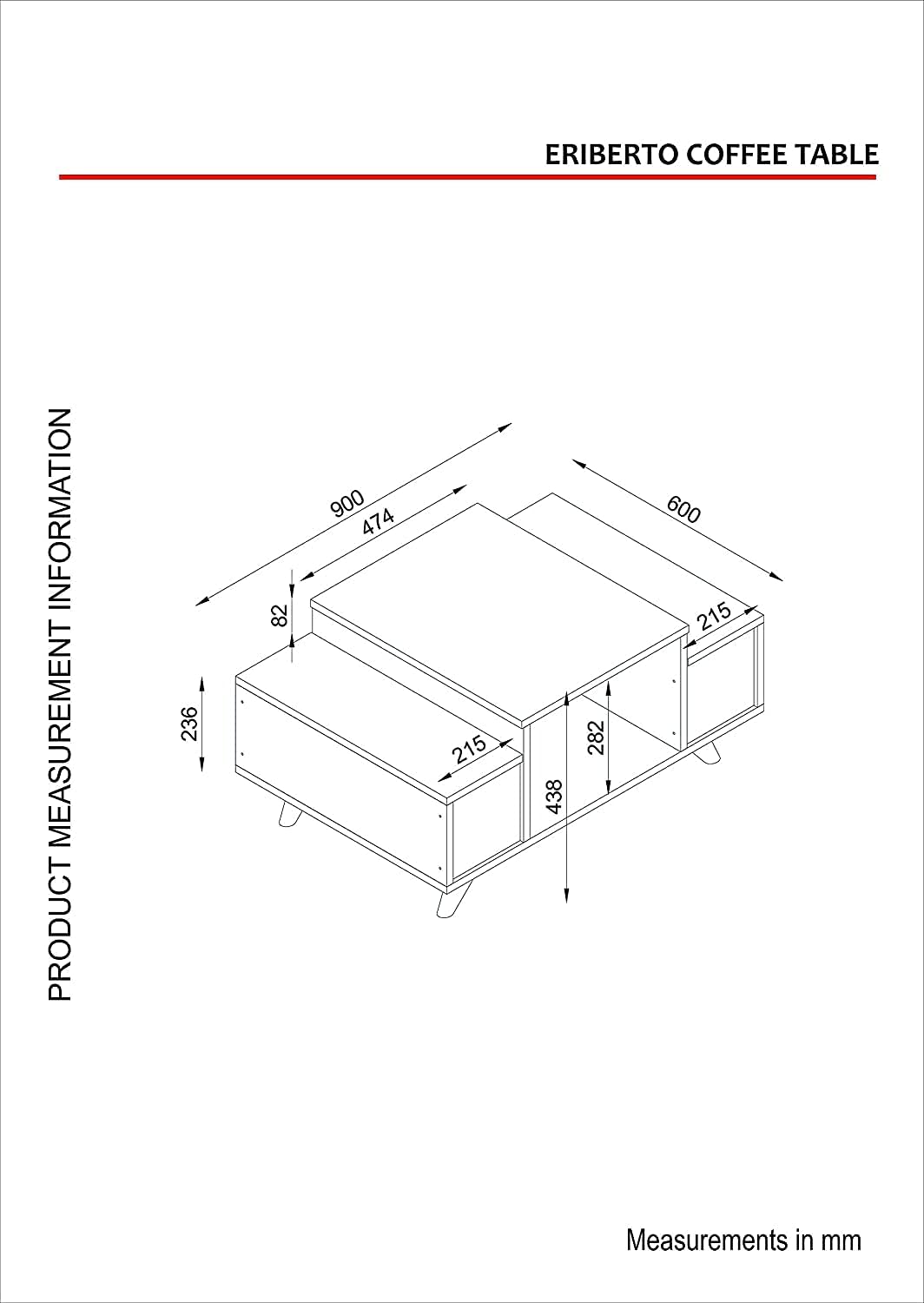 Domani coffee table brown*white - c041