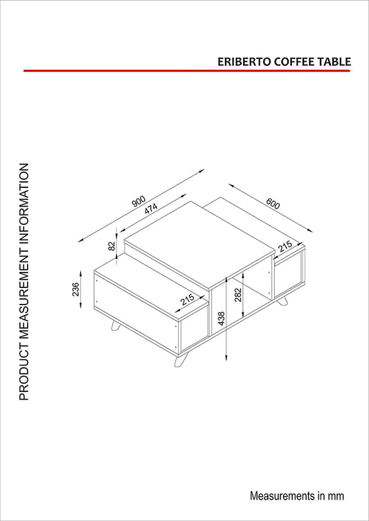 Domani coffee table brown*white - c041
