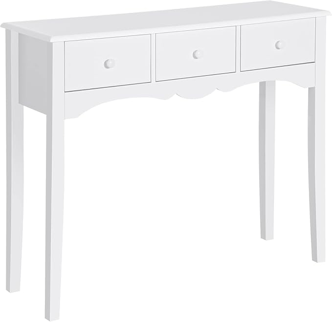 Console Table with 3 Drawers, White