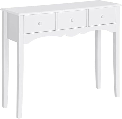Console Table with 3 Drawers, White